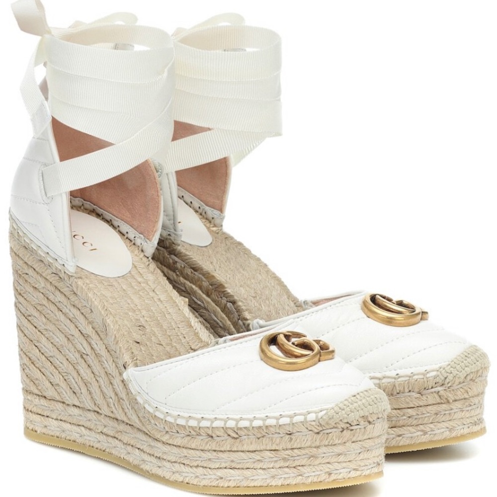 GUCCI white double G espadrilles wedge | 37